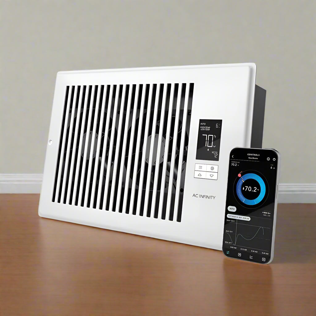 Bluetooth-gesteuerter Register-Luftventilator Booster - 10-Gang Dualmotor HVAC Luftstromverstärker für leises Heizen & Kühlen