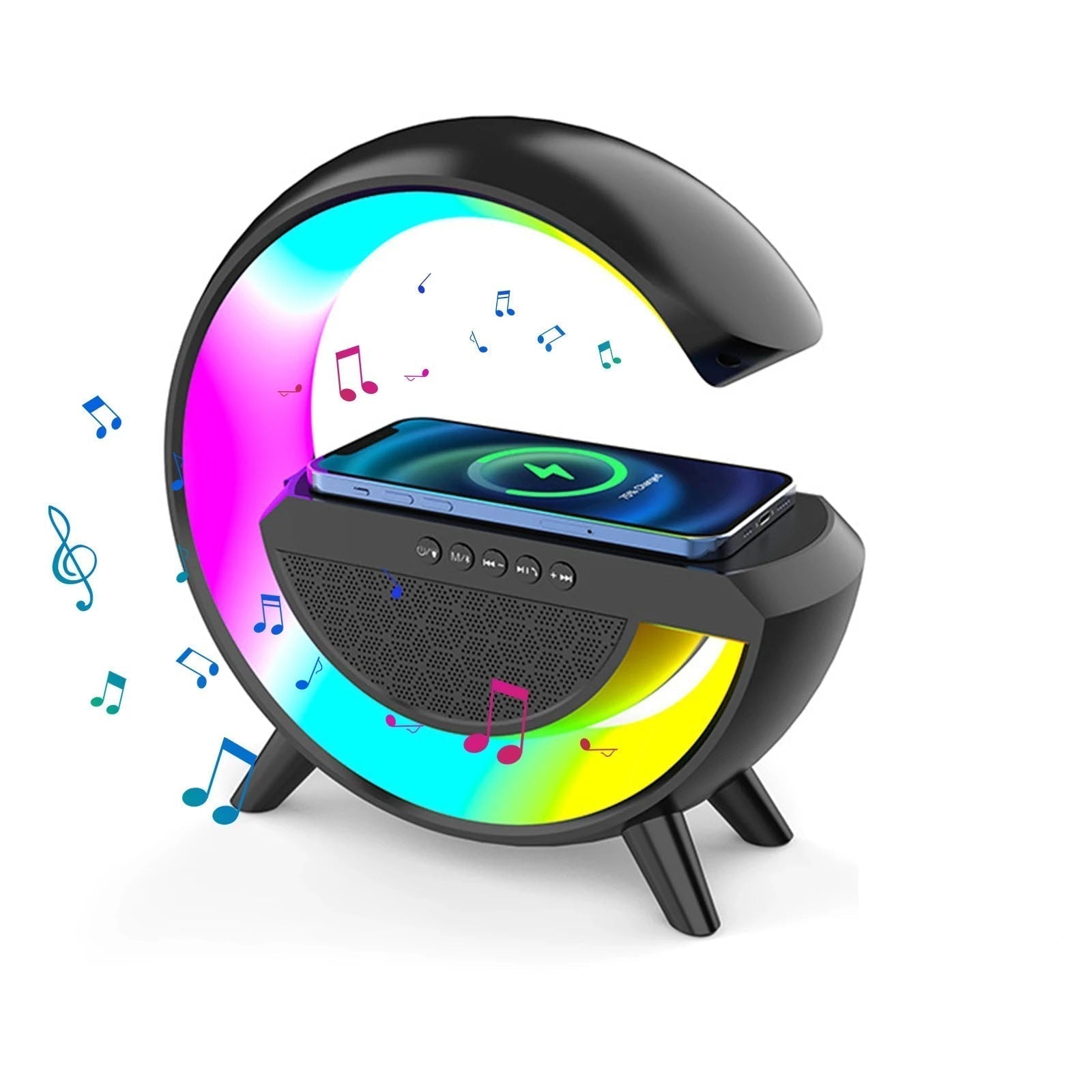 4-in-1 Smart Alarm Clock | Stimmungslicht | Bluetooth-Lautsprecher | Drahtloses Ladegerät