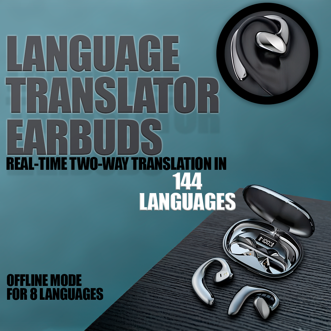 Übersetzer-Ohrhörer mit Echtzeit- und Offline-Sprachübersetzung, Bluetooth, 144 Sprachen, kompatibel mit Android & iOS