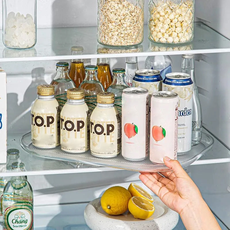 Rechteckige Lazy Susan Drehscheibe für Kühlschrank und Schrank – Maximiert den Raum, 360° Drehung