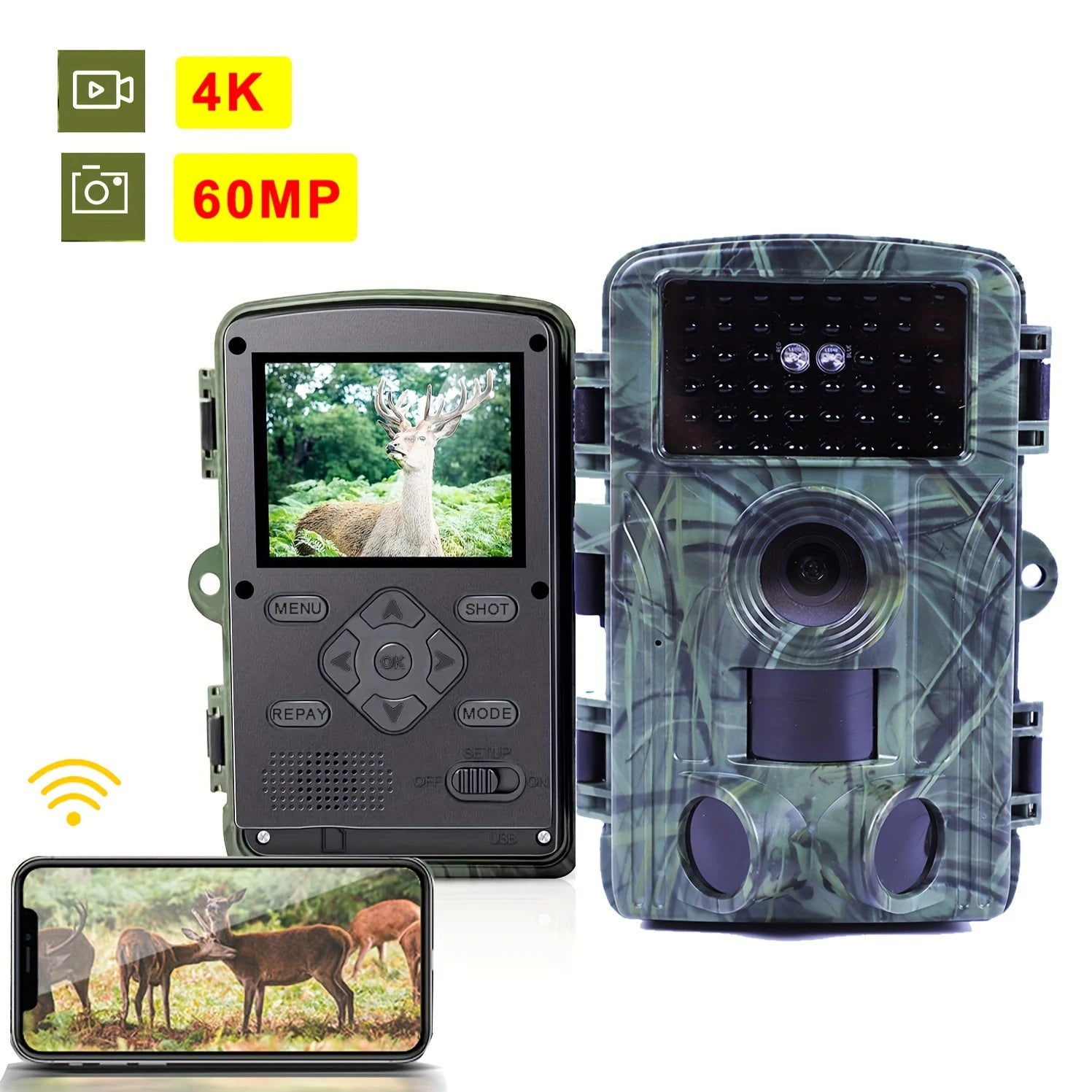 4K Ultra HD Jagdtrailkamera mit WIFI & Live-Nachtsehen-Streaming