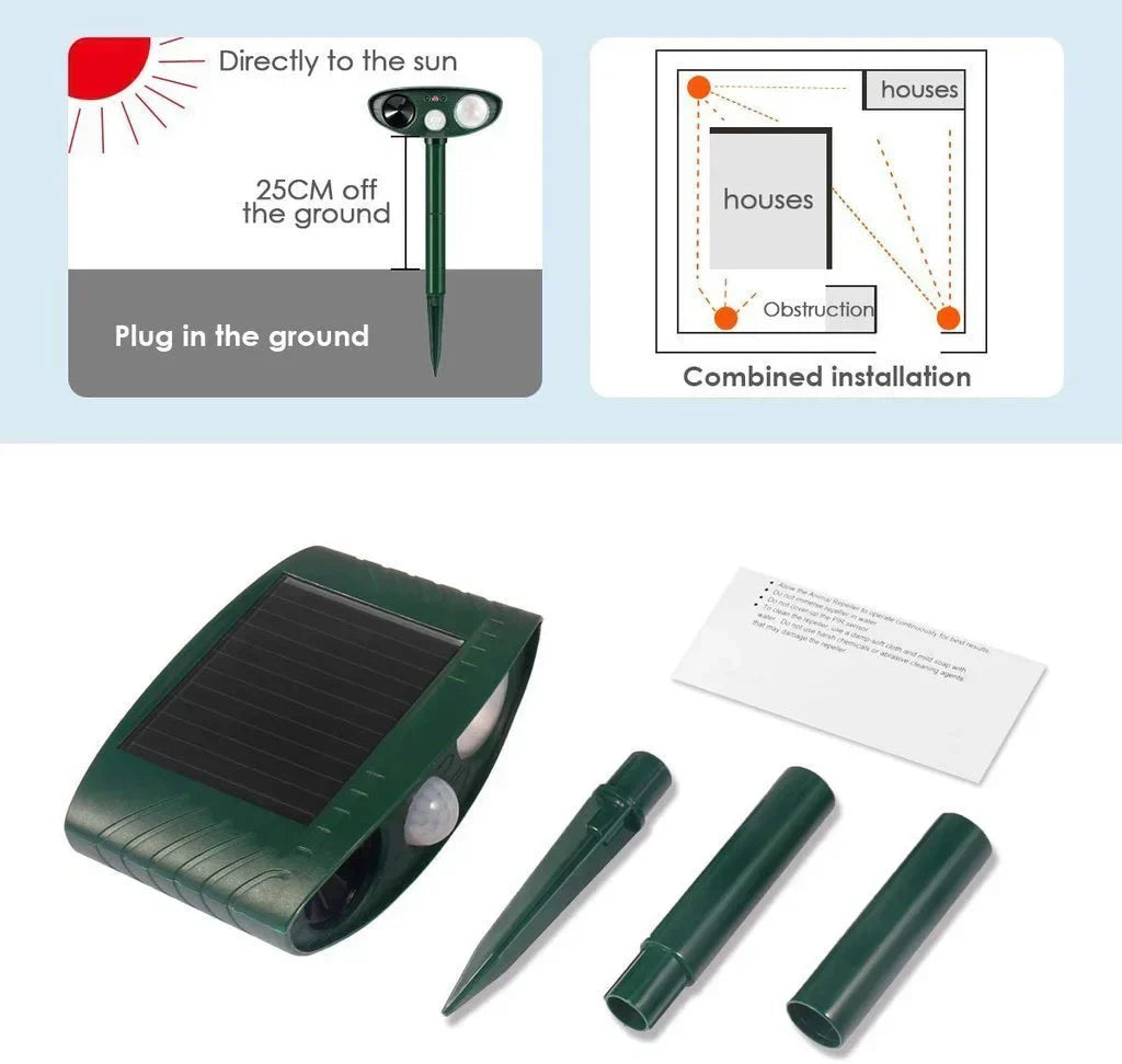 Solarbetriebenes Ultraschall-HirschabwehrgerĂ€t - Effektive Hirschabschreckung fĂŒr GĂ€rten und Höfen in 48 Stunden