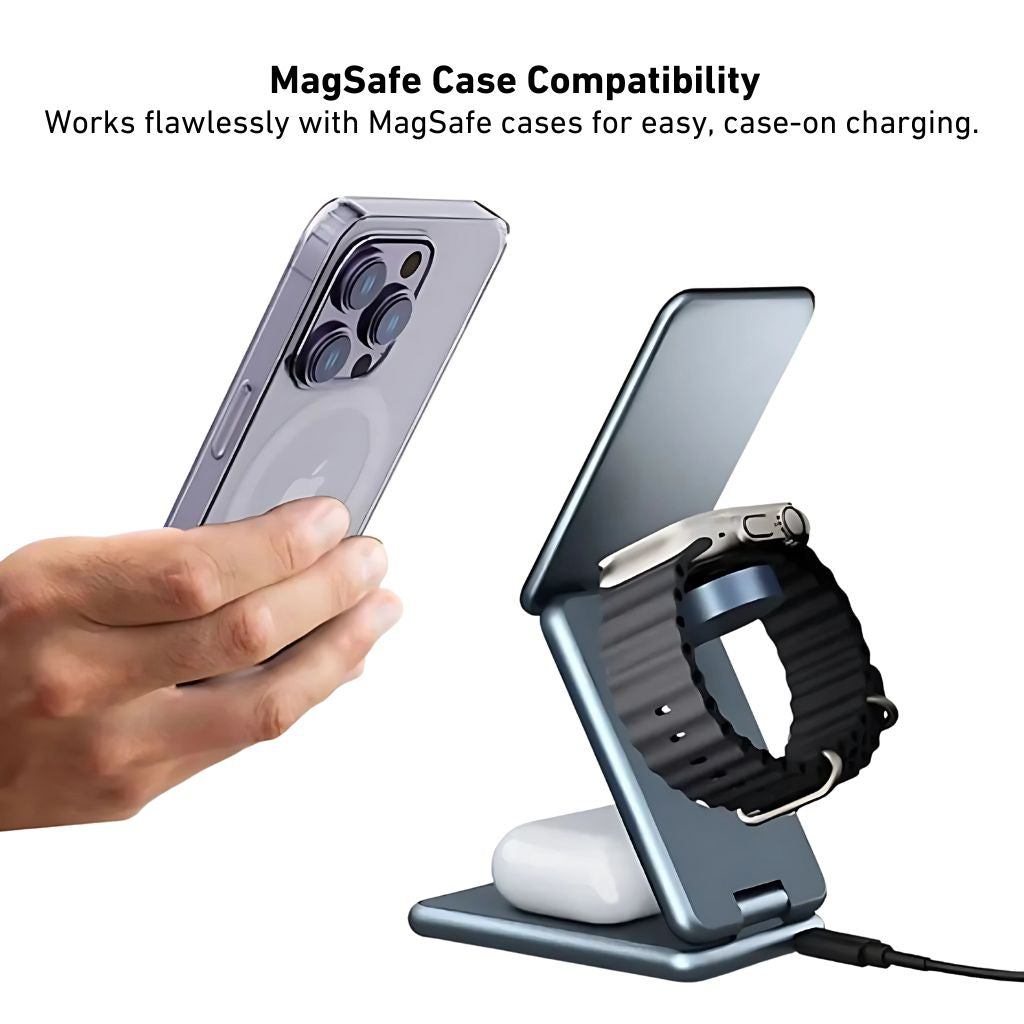 Evolved Chargers 3-in-1 faltbare Ladestation – Wireless Charger für iPhone, Apple Watch, AirPods