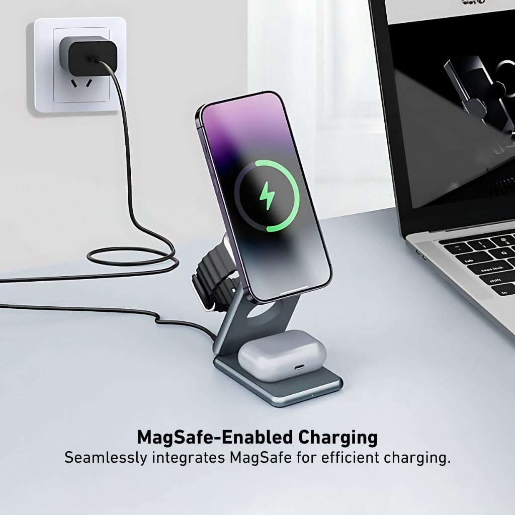 Evolved Chargers 3-in-1 faltbare Ladestation – Wireless Charger für iPhone, Apple Watch, AirPods