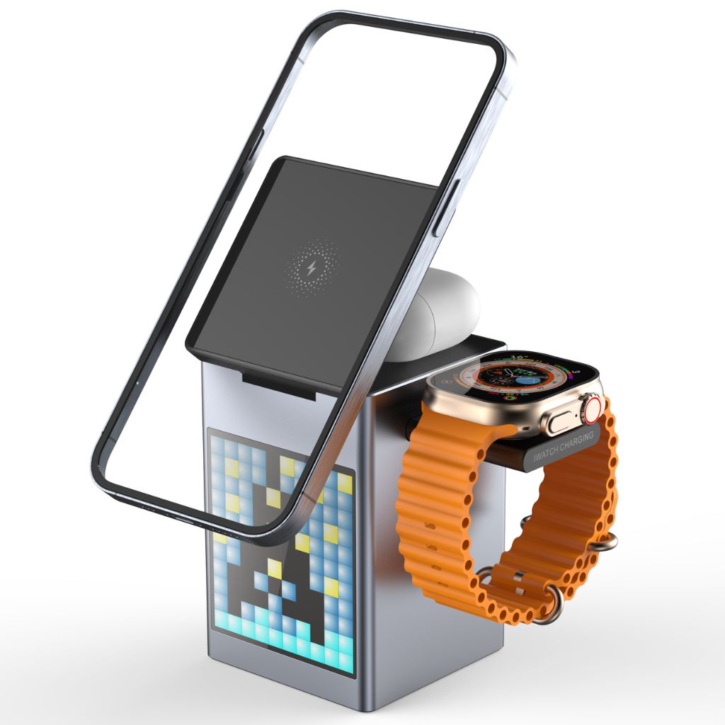 3 in 1 Magnetischer Ladegerät mit Wecker & Bluetooth-Lautsprecher für Apple