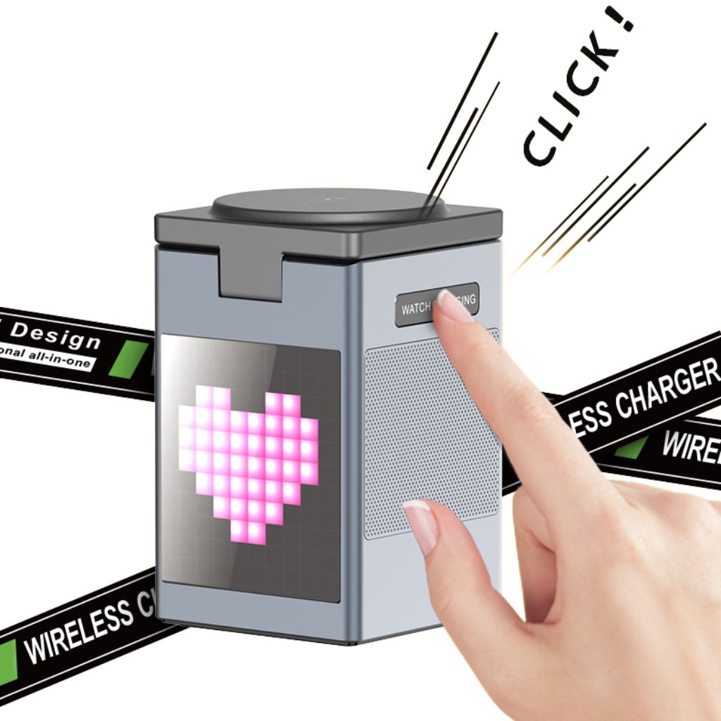 3 in 1 Magnetischer Ladegerät mit Wecker & Bluetooth-Lautsprecher für Apple