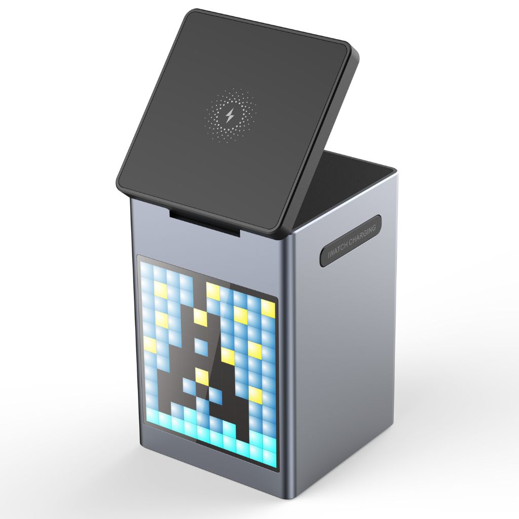 3 in 1 Magnetischer Ladegerät mit Wecker & Bluetooth-Lautsprecher für Apple