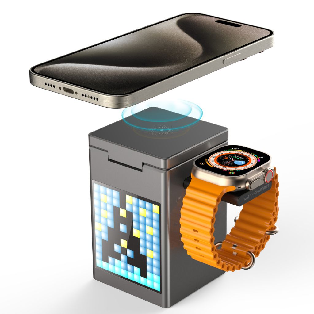 3 in 1 Magnetischer Ladegerät mit Wecker & Bluetooth-Lautsprecher für Apple