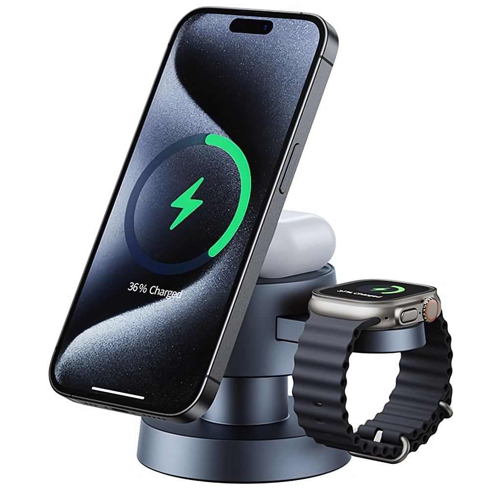 3 in 1 Magnetisches Ladegerät mit Umgebungslicht für Apple