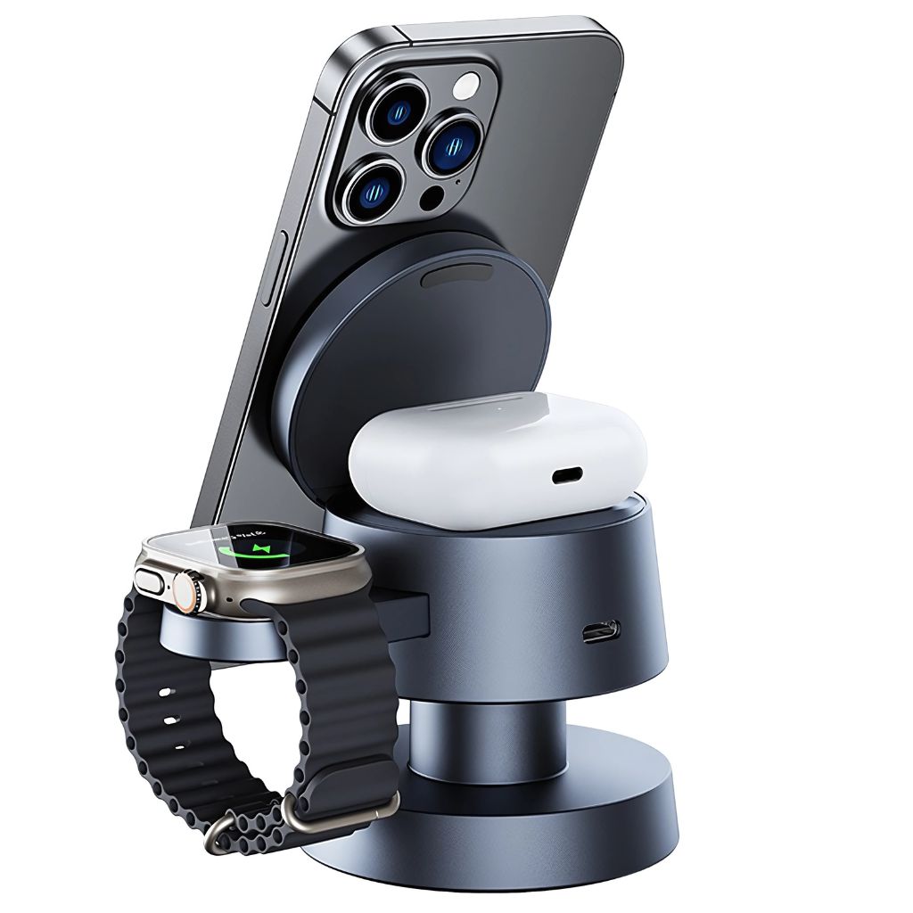 3 in 1 Magnetisches Ladegerät mit Umgebungslicht für Apple