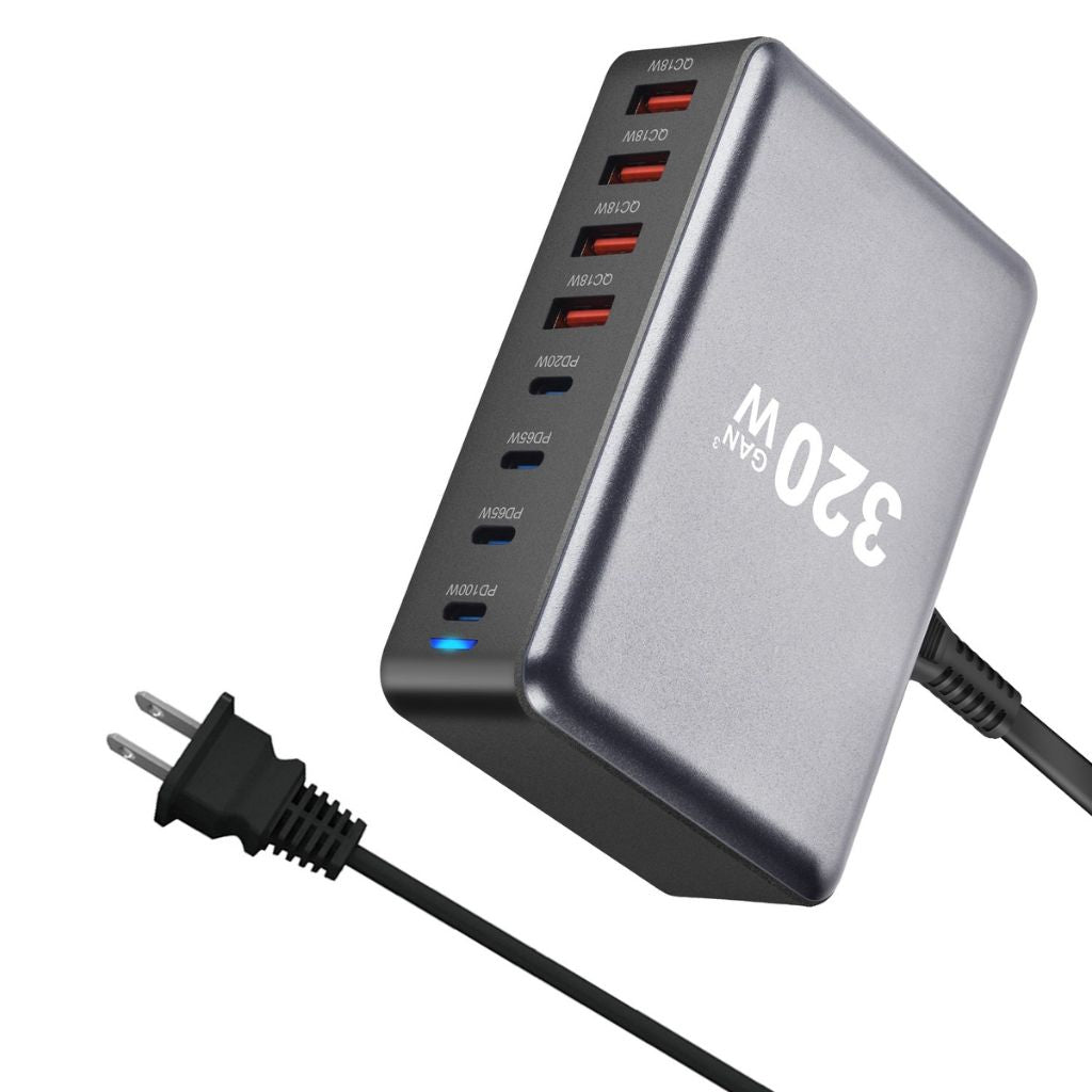 320W GaN 8-Port USB-C Ladegerät