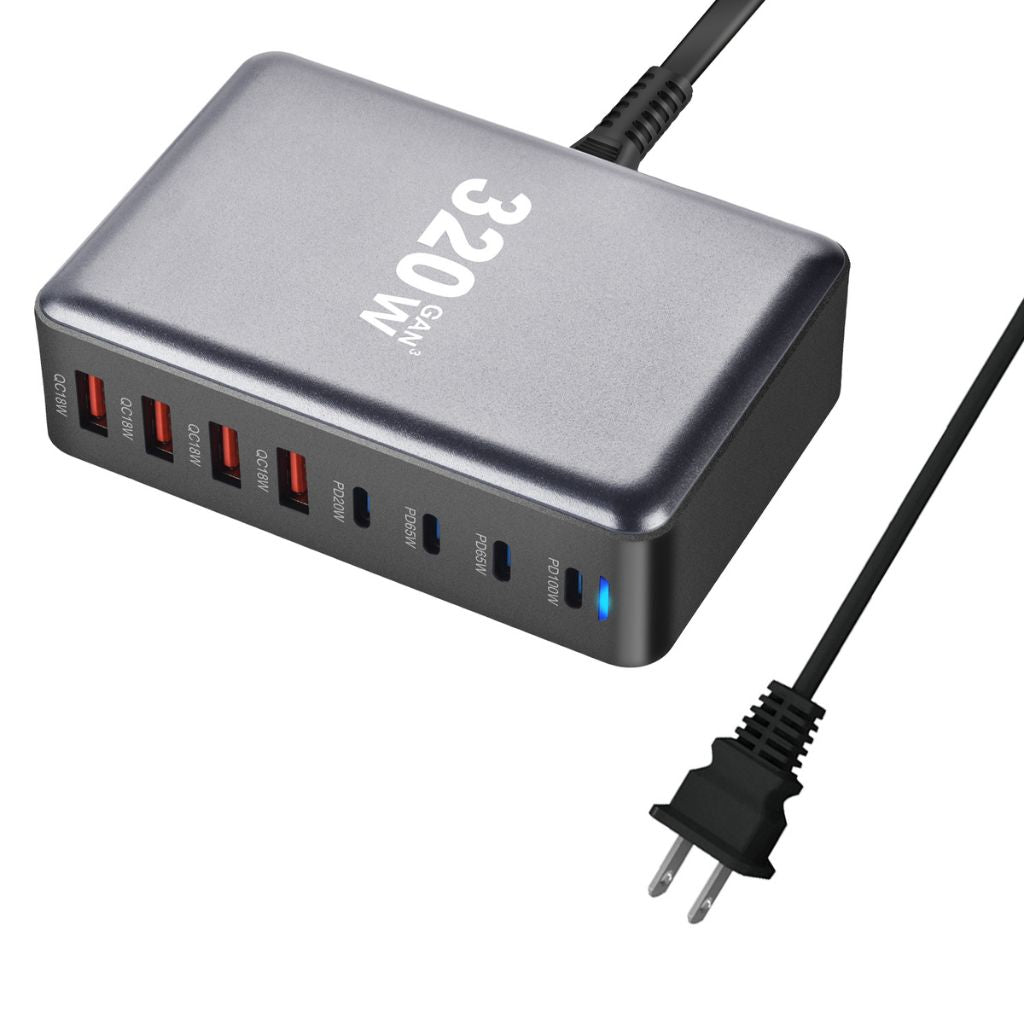 320W GaN 8-Port USB-C Ladegerät