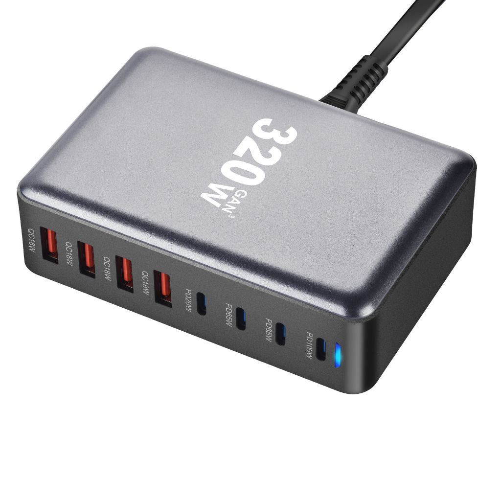 320W GaN 8-Port USB-C Ladegerät