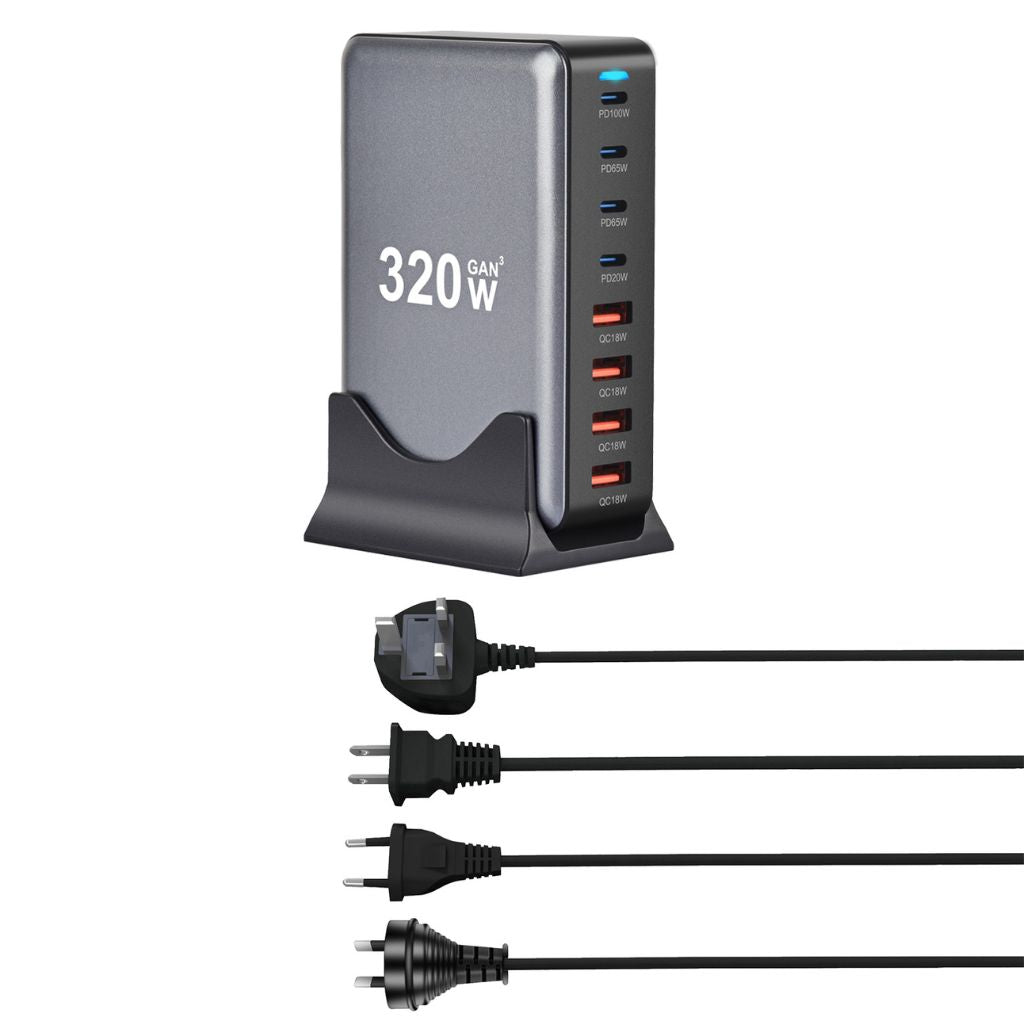 320W GaN 8-Port USB-C Ladegerät