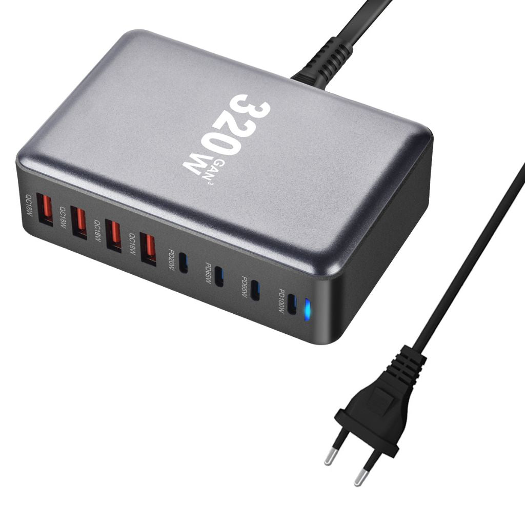 320W GaN 8-Port USB-C Ladegerät