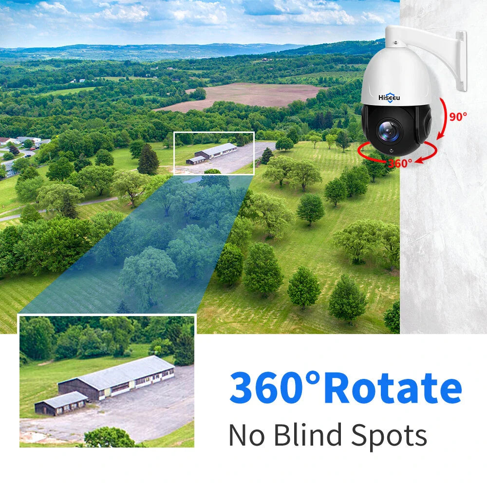 5MP 30X Zoom PTZ POE Außen Sicherheitskamera - Hiseeu wasserdichte CCTV mit 2-Wege Audio & Bewegungserkennung