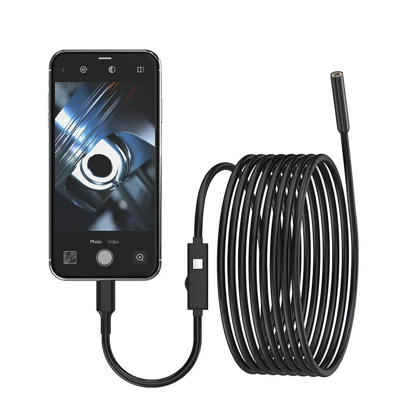 1920P HD Endoskopkamera mit 8 LED-Leuchten, 5m semi-starrer Kabel, 7,9mm IP67 wasserdichte Inspektion für iPhone