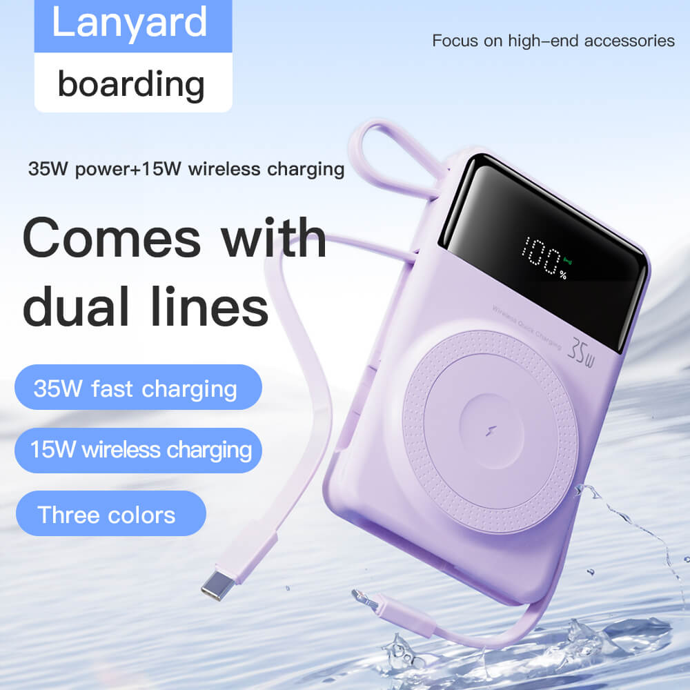 35W MagSafe Wireless Powerbank mit eingebauten Kabeln