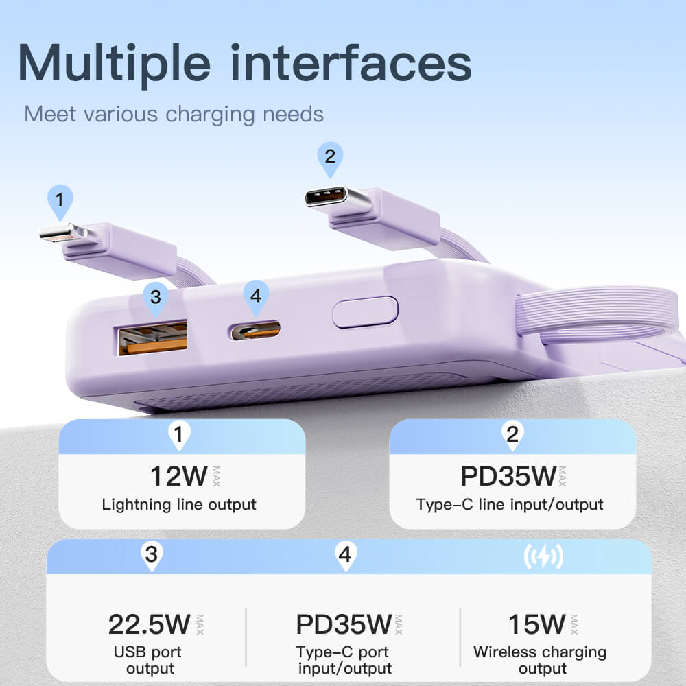 35W MagSafe Wireless Powerbank mit eingebauten Kabeln
