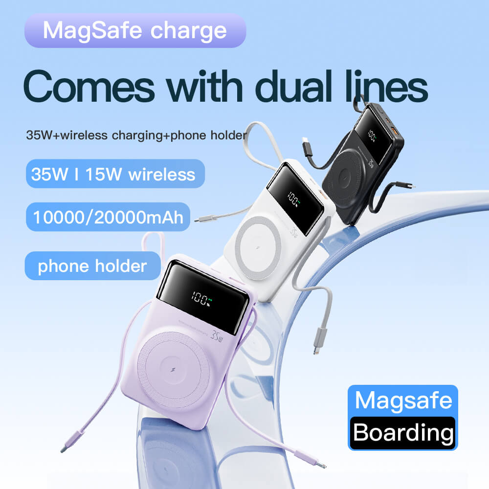 35W MagSafe Wireless Powerbank mit eingebauten Kabeln