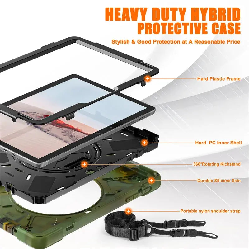 ShieldGuard 360 - Robuste Schutzhülle in Militärqualität für Microsoft Surface Tablet