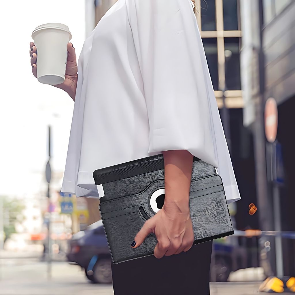 Leder Folio Hülle mit Standfuß für iPad