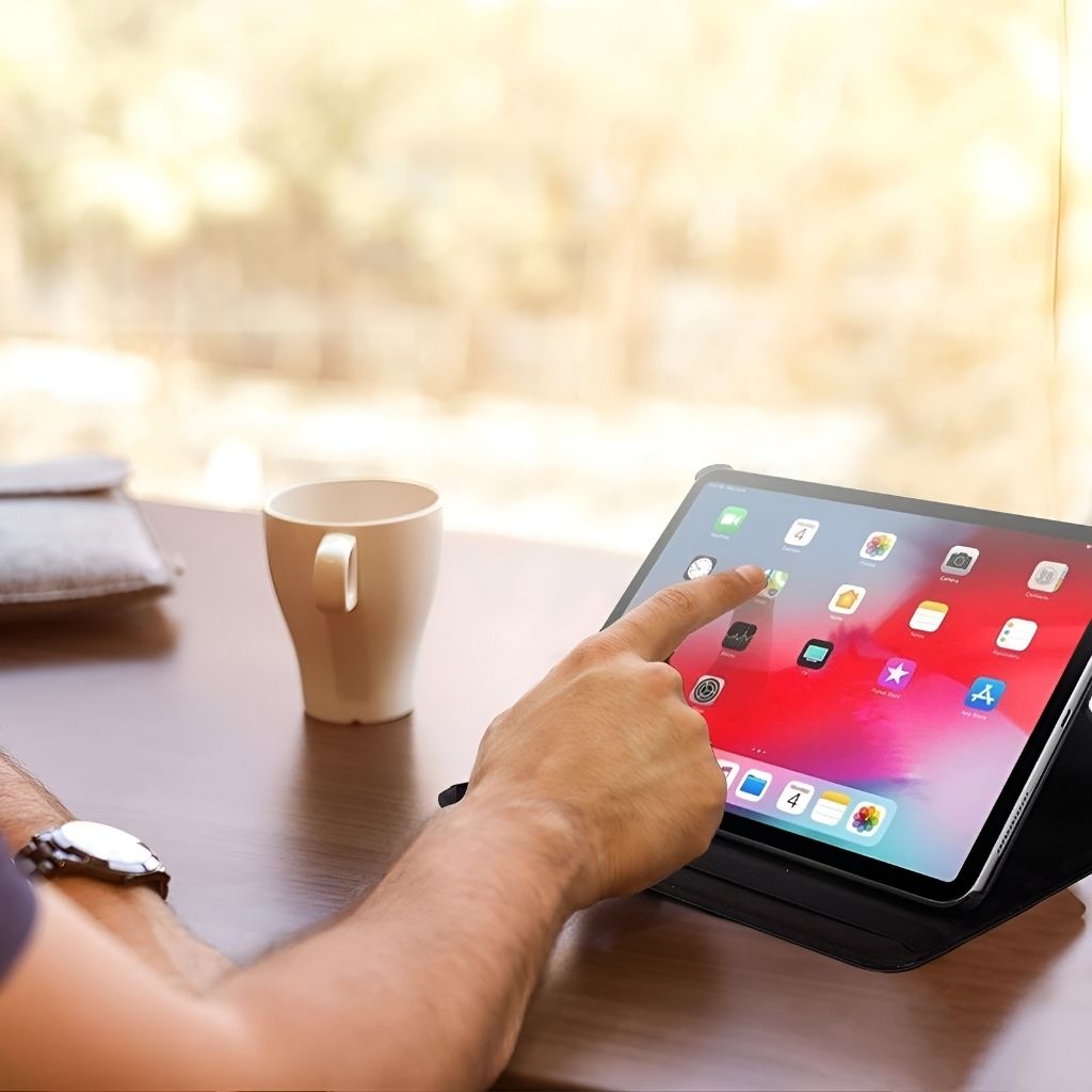 Leder Folio Hülle mit Standfuß für iPad
