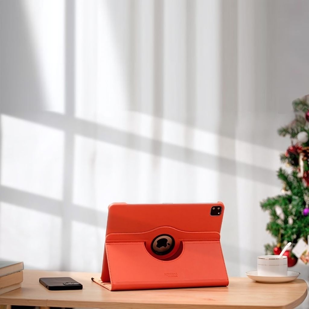 Leder Folio Hülle mit Standfuß für iPad