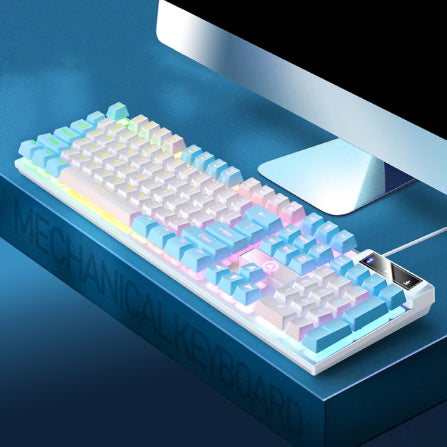 RGB Gaming-Tastatur mit Regenbogenbeleuchtung – USB kabelgebunden, ergonomisch & wasserdicht