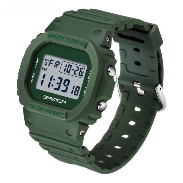 Taktische Schwarz-auf-Schwarz Sportuhr - Robustes digitales Design mit wasserdichter nicht-analoger Uhr