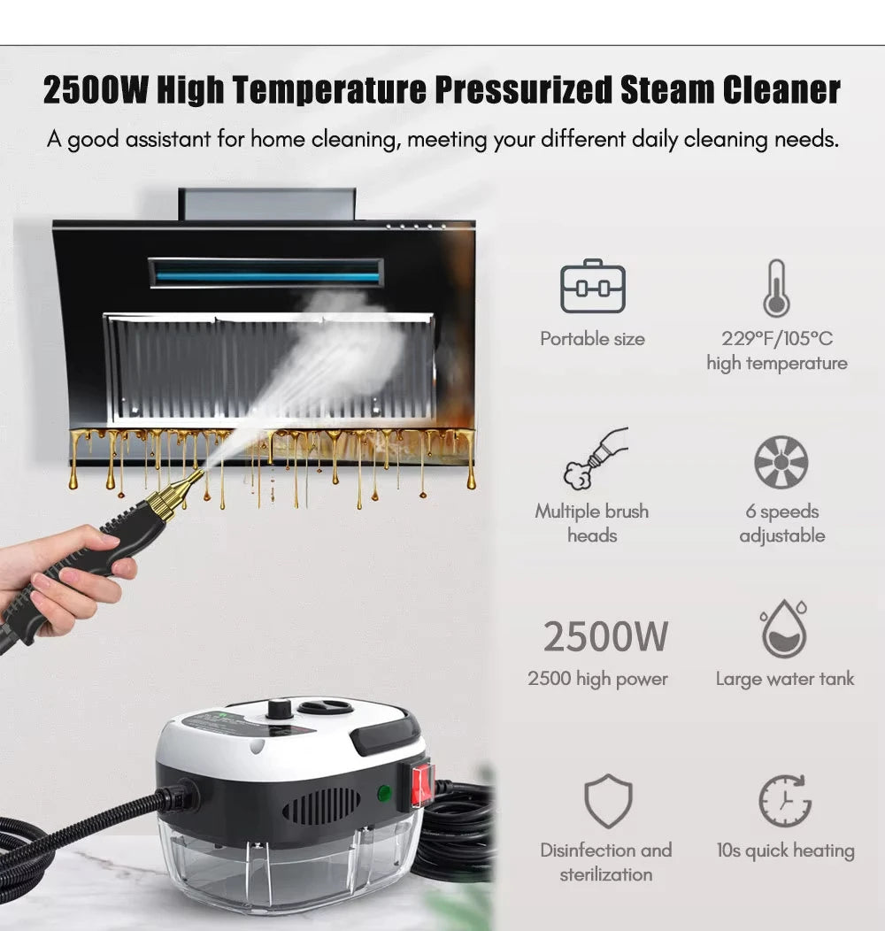 2500w Dampfreiniger Mit Hochdruck - 6 Stufen Für Zuhause Und Küche
