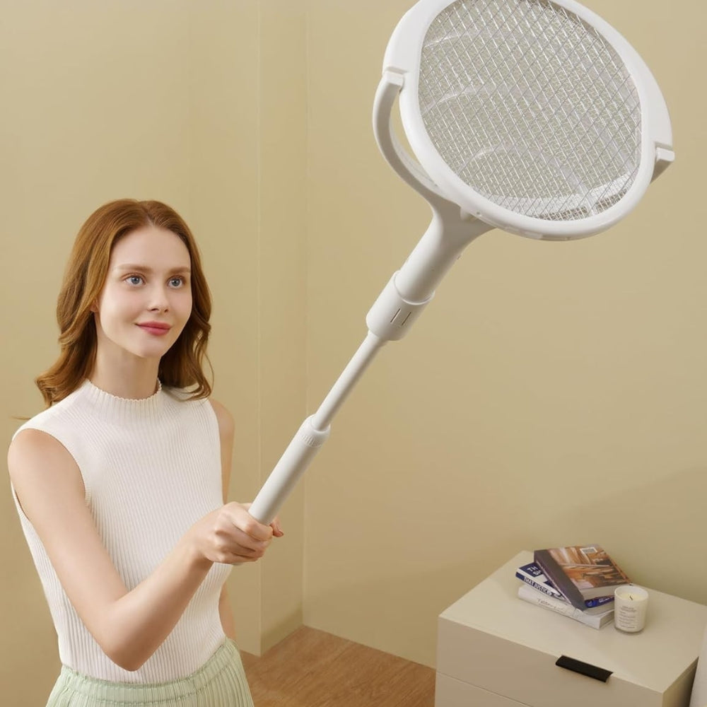 Zelara - Wiederaufladbare elektrische Fliegenklatsche mit rotierendem Kopf und Sicherheitsnetz