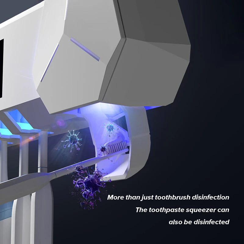 Smart UV Zahnbürstenhalter - Multifunktionaler Zahnbürsten-Desinfektor Automatischer Zahnpasta-Spender Quetscher