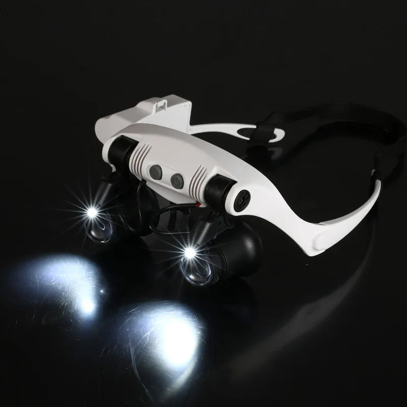 Stirnband Kopfvergrößerung 8 Linse LED Licht Juwelierbrille