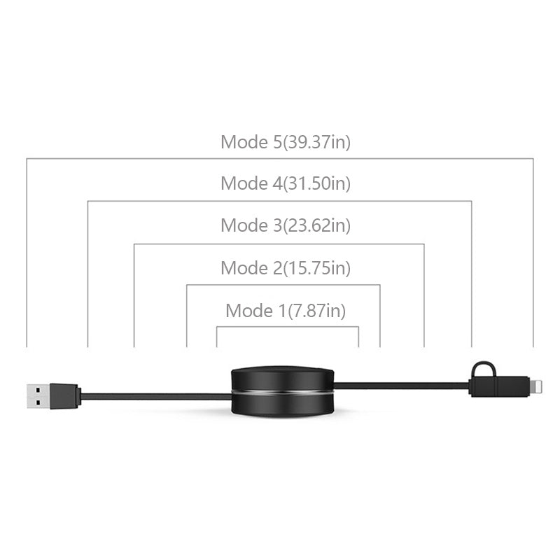 3-in-1 ausziehbares Ladekabel