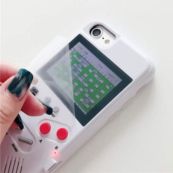Retro iPhone Hülle mit 8-Bit Farbdisplay und 36 Spielen – Silikonhülle mit integrierter Spielekonsole