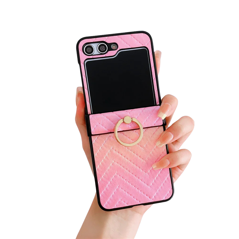 Gradient Leder Samsung Z Flip Ring Halter Etui