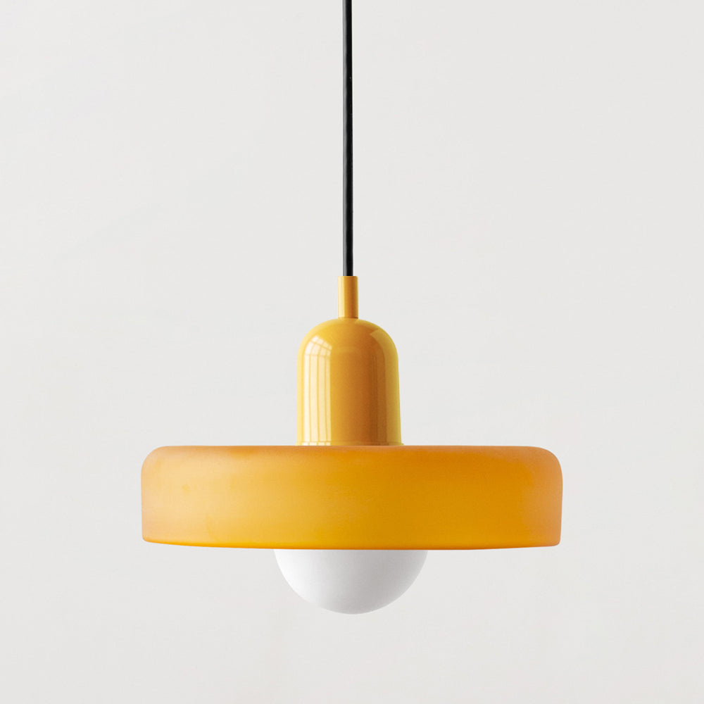 Bauhaus Pendelleuchte aus Farbglas