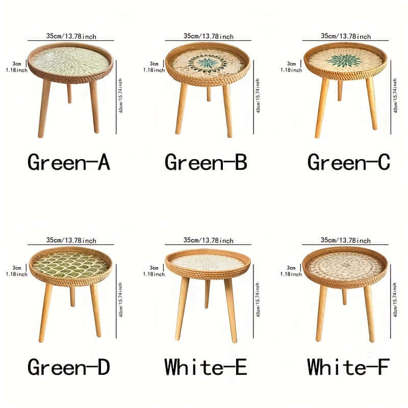 Rattan Beistelltisch Rund - Naturholz