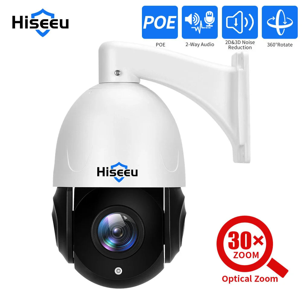 5MP 30X Zoom PTZ POE Außen Sicherheitskamera - Hiseeu wasserdichte CCTV mit 2-Wege Audio & Bewegungserkennung