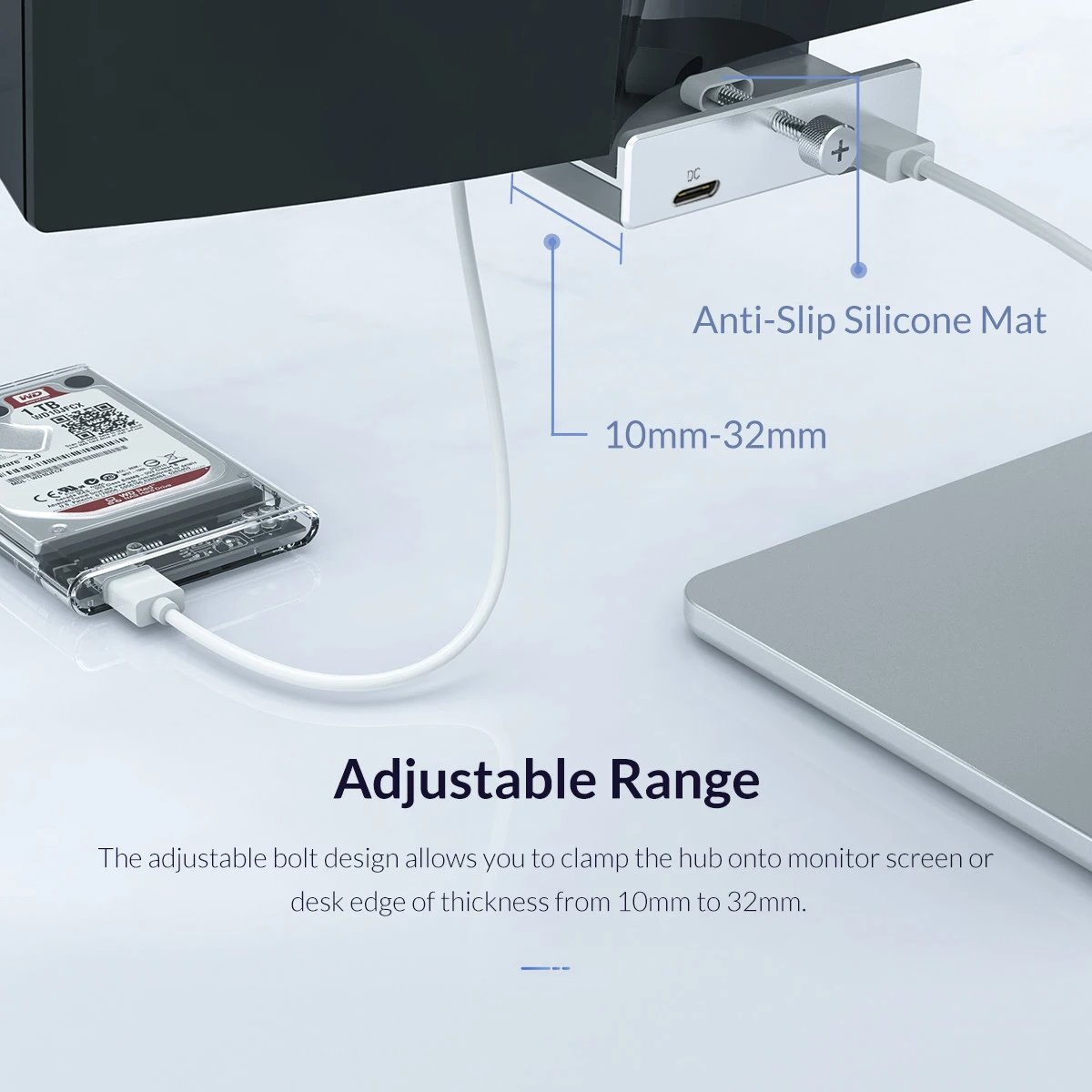 Zelara - 6-IN-1 Schwarzer Clip Dock 5Gbps USB 3.0 HUB Aluminiumlegierung Externer Multi-USB-Splitter-Adapter für Laptop Desktop