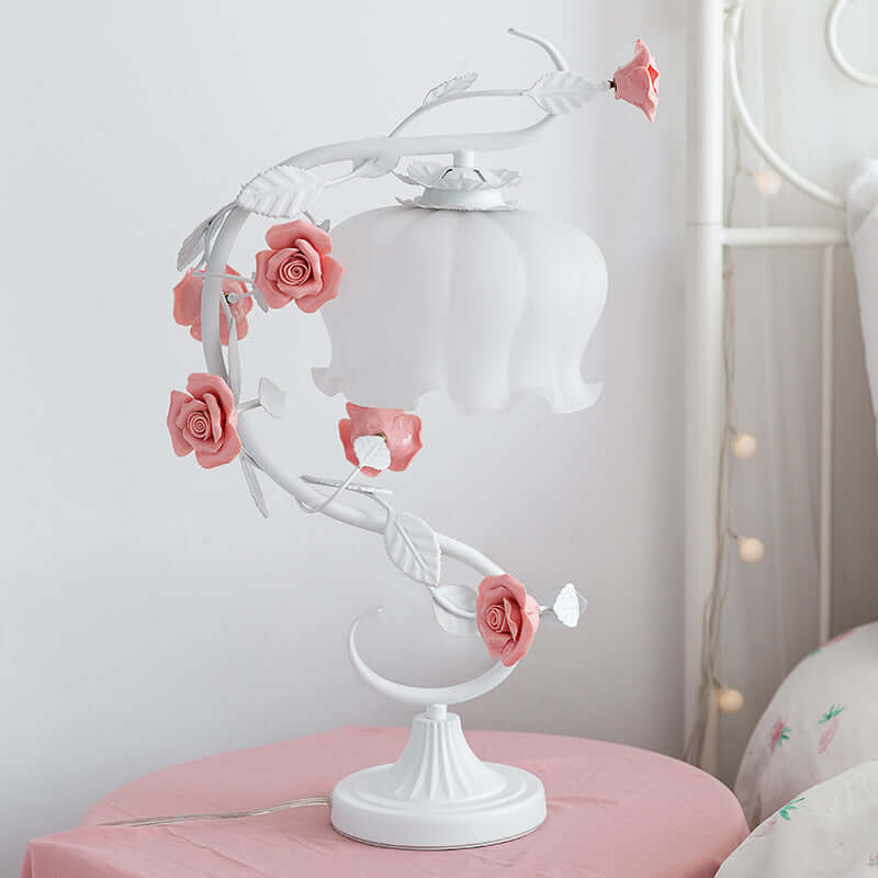 Romantische Rosenlampe Tischleuchte 23cm