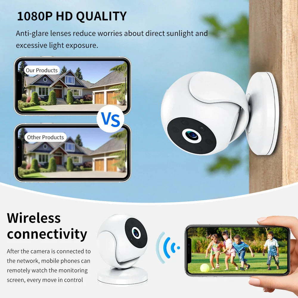 1080P A5 Smart WiFi Drahtlose Kamera, Innen/Außen, Lange Batterie, KI Bewegungsdetektion, Nachtsicht, 170° Weitwinkel