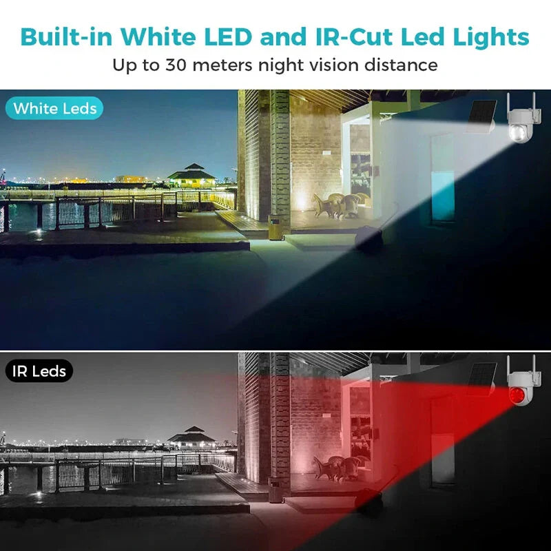Hiseeu 4MP 2K HD Solar PTZ WiFi Sicherheitskamera, PIR Bewegung, Farb-Nachtsicht, Zwei-Wege-Audio, IP66 wasserdicht, iCSee APP