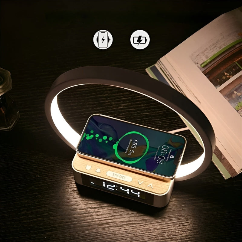 Zelara - Smart Beleuchtung Tischlampe mit kabellosem Ladegerät und Alarmfunktion