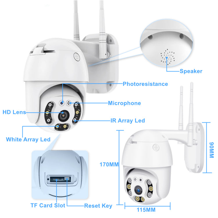 8MP QF800 WiFi IP Kamera - KI-Erkennung, automatisches Verfolgen, Nachtsicht, Gegensprechfunktion, wasserdicht, Cloud-Speicher, ICSEE APP