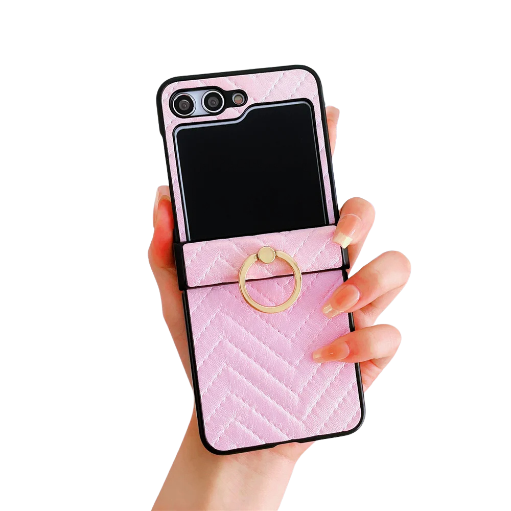 Gradient Leder Samsung Z Flip Ring Halter Etui