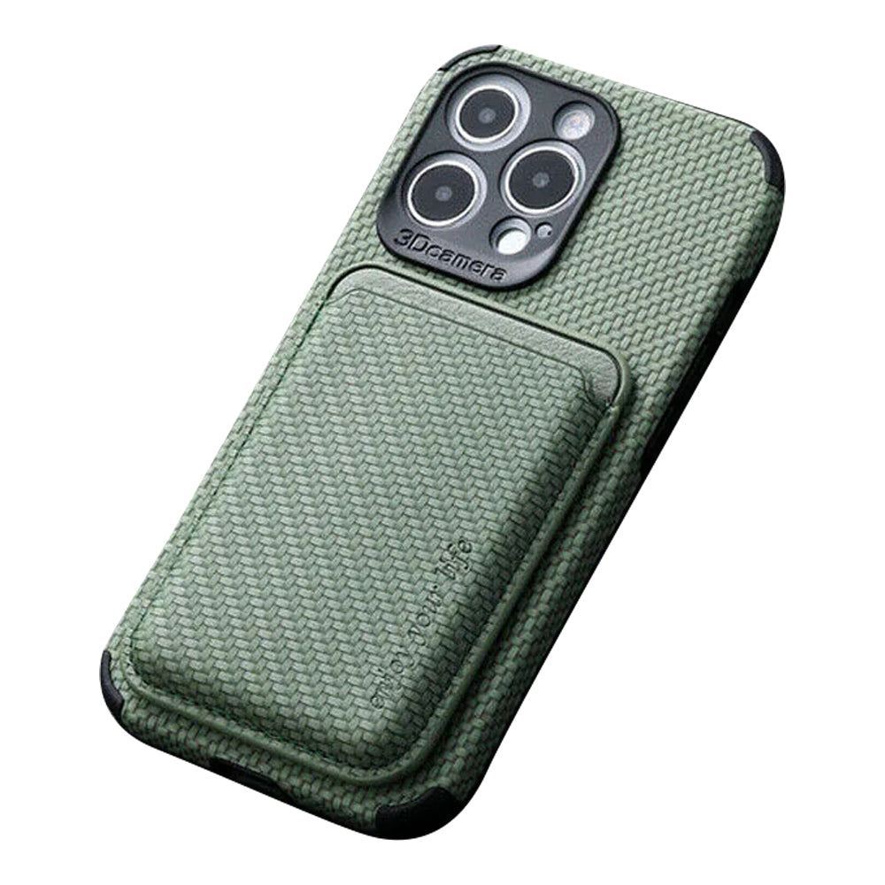 Hochwertiges Kohlefaser-Magnetgehäuse mit Kartenhalter iPhone Hulle | MagSafe Wallet Case Schutzhülle mit Rundumschutz und Kameralinsenschutz | Panzertasche Handyhülle für Apple iPhone 15/14/13/12/11 Pro Max, Plus, Mini Cover | Limitierte Auflage