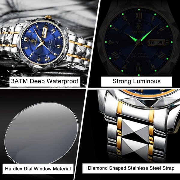 Wasserdichte Luxus-Herrenarmbanduhr von der Top-Marke mit leuchtender Funktion