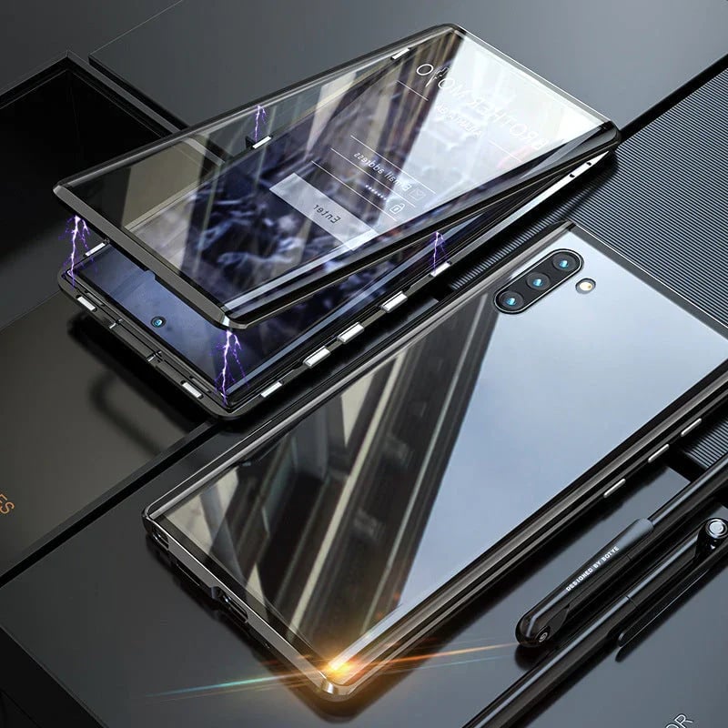 Magnetisches gehärtetes Glas doppelseitige Handyhülle für Samsung
